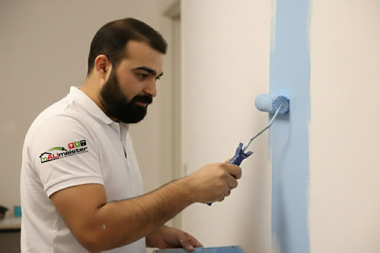 Maler bei der Ausführung von professionellen Innenanstrichen in Stuttgart